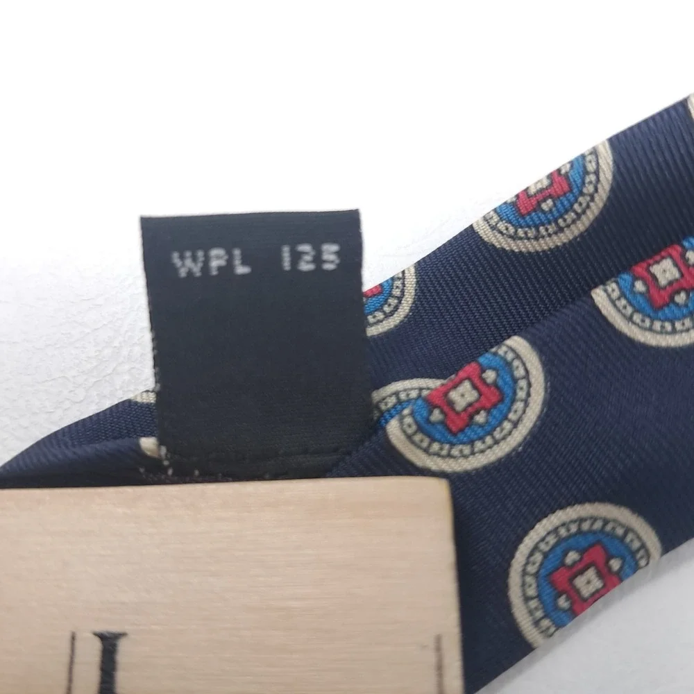 Vtg Christian Dior Monsieur Tie Navy Blue Geometric Silk Woven Italy Made USA